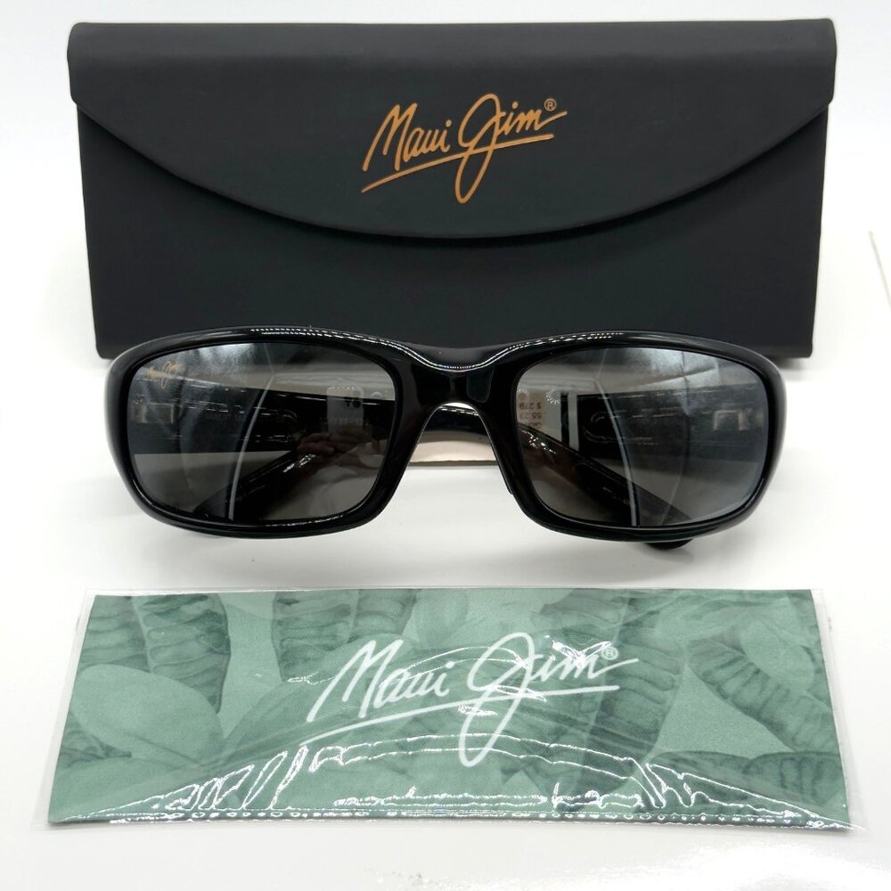 Maui Jim Stingray Sunglasses Unisex MJ 103-02 Gloss Black Grey Lenses 55mm